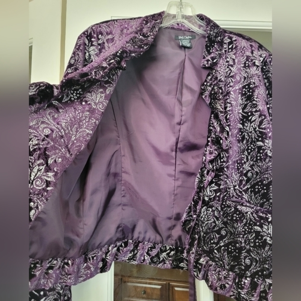 Bob Mackie‎ Studio purple velvet short jacket size 8 - Picture 5 of 7